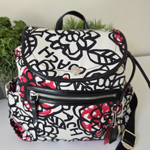 Coach Y2K Poppy Daisy Floral Graffiti Nylon Backpack - Picture 2 of 15